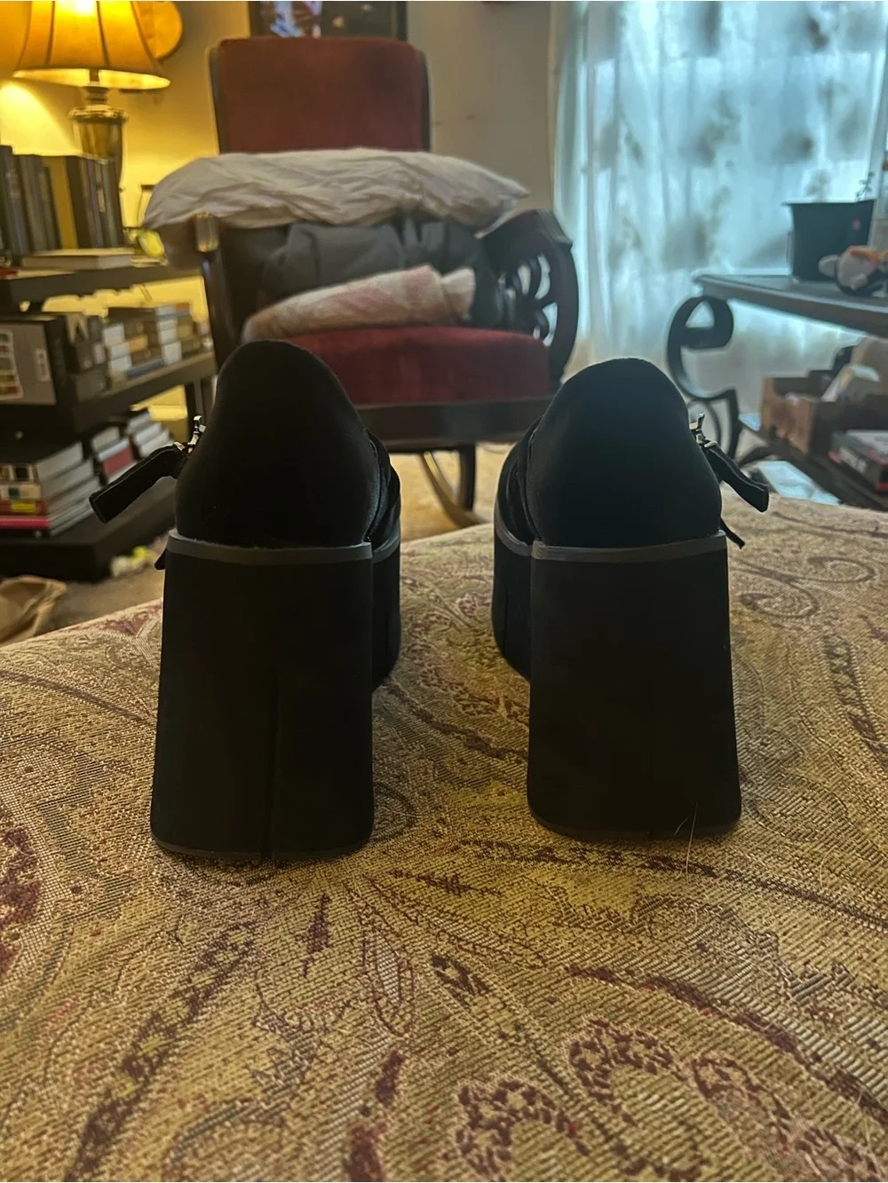Demonia Black Velvet Mary Jane Platform Heels size 8